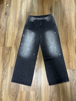 Acne Studios Black Charcoal Wash Wide-Leg Denim Jeans Size 36