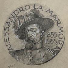 LA MARMORA ALESSANDRO 1855.1955 BOZZETTO MEDAGLIA CENTENARIO PROD. A.E.LORIOLI