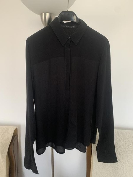 Women Hallhuber Shirt Black Silk 34 / XS / 42 #9133