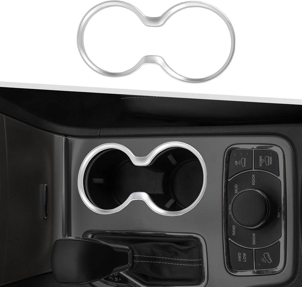 Custom Silver Cup Holder Cover Trim for Jeep Grand Cherokee 2011-2021 Interiors Foto 3 de 4