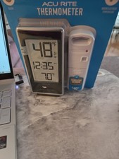 AcuRite Plastic Indoor and Outdoor Thermometer with Temperature and Clock 02059