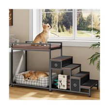 kepptory Pet Bunk Bed with Stairs and Storage, Dog Beds Attachment to Human B...