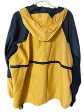Vintage Columbia Mens XL Yellow Gray Jacket Packable Windbreaker Hood FedEx
