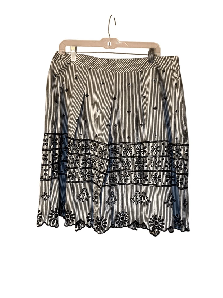 Falda Talbots Mujer Ojales Plisada Rayas Bordada Talla 14 Foto 2 de 4