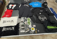 Hustlin Pool Billiards Towel Shirt Lot NYC Grind ALL WOMAN SMALL Coins Stickers