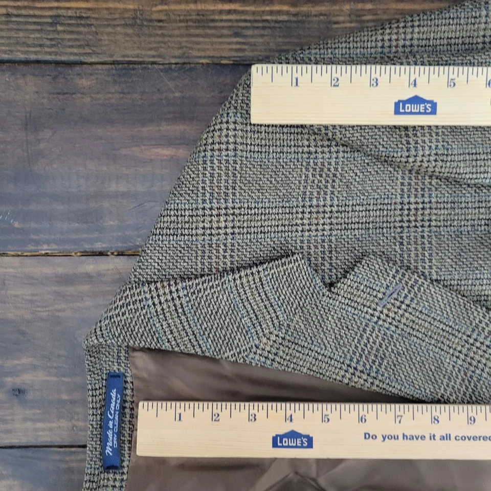 Abrigo deportivo Brandini Le Collezioni para hombre dos botones marrón a cuadros seda lana talla 44L Foto 4 de 4