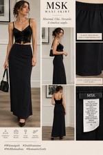 Y2K Black Flowy Maxi Skirt A Line Minimalist Goth Whimsigoth 90s XL