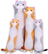 Gray 19 Inch Long Cat Plush Pillow Stuffed Animal Toy for Kids