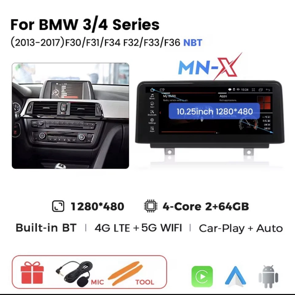 Autoradio Pour Bmw F20/F21/F22/F30/F31/F32/F33/F34/F36 CarPlay 2G+64GB 5G+WIFI. - Photo 1/4