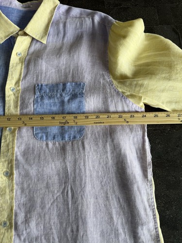 Bugatchi Uomo Shaped Fit Men’s Long Sleeve Shirt Size XL 100% Linen Blue Pastel - Picture 8 of 14