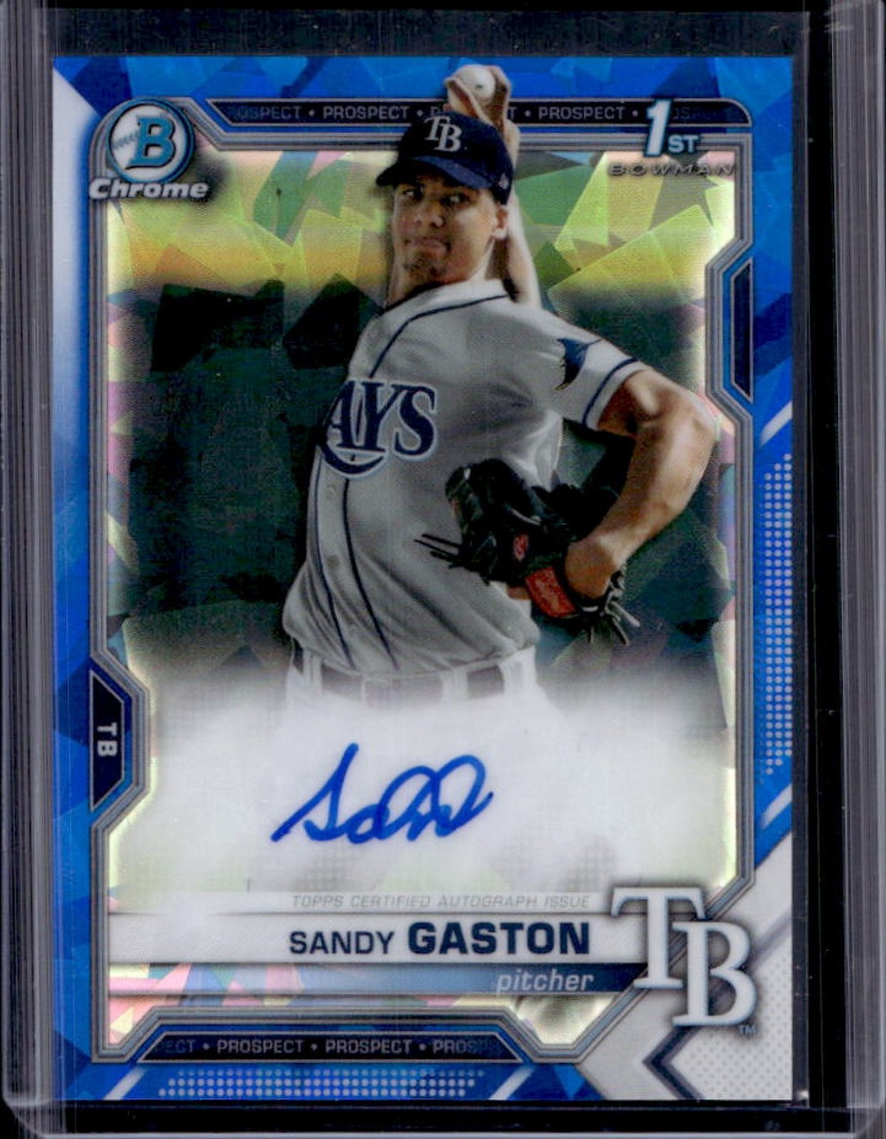 2021 Bowman Sapphire Sandy Gaston Chrome Auto 1st Prospect #BSPA-SG Rays