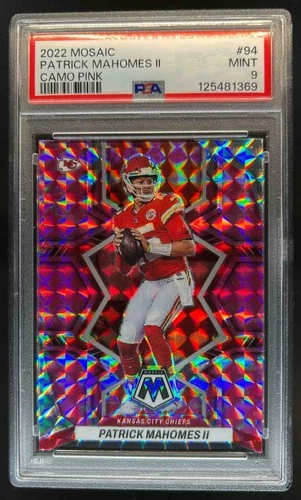 2022 Mosaic Patrick Mahomes II Mosaic Camo Pink #94 Chiefs PSA 9