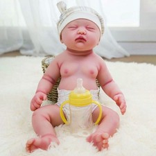 17.7" Realistic Newborn Girl Reborn Baby Dolls Full Platinum Silicone Body Dolls