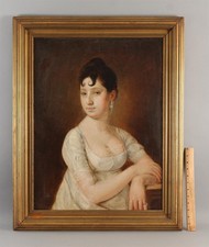 Early-19thC Antique Signed ?? Regency-era Portrait Oil Painting, Beautiful Woman