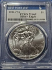 A 2012-(W) SILVER AMERICAN EAGLE  PCGS MS69  WEST POINT
