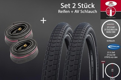 2 Stück 27.5 Zoll SCHWALBE Fahrrad Reifen 27.5x2.4 Reflex 62-584 mit Schlauch AV
