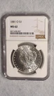 1881 O Morgan Dollar NGC MS62 UNCIRCULATED BETTER DATE $1 Coin BUY IT NOW!