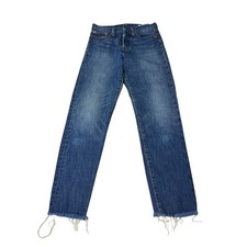 Levis 501 White Oak Cone Denim Raw Hem Straight Leg Jeans Blue Womens 27X28