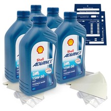 5 Litre Original Shell Advance 4T Ax 7 15W50 Huile Moto 600074503 Kit