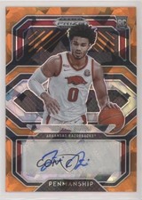 2021-22 Prizm Draft Picks College Penmanship Orange Ice Justin Smith Auto s1i