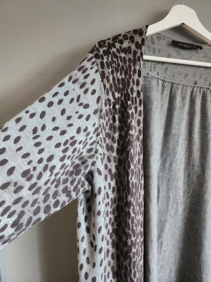 Maggie T Open Style Leopard Print Wool Knit Cardigan Size 03 Women's - image 4 of 4