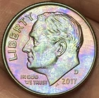 2017-D Roosevelt Dime Beautiful Lustrous Rainbow Toned  Coin   #4