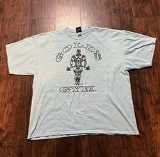 Vintage Golds Gym Shirt Mens Size 2XL Powder Blue Venice California Bodybuilding