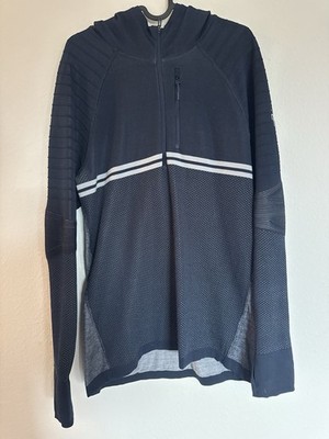 Smartwool Intraknit Merino Tech 1/4 Zip Men's Med Hoodie Performance Navy Blue