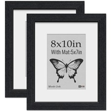 8x10 Picture Frame 2 Pack, Natural Wood Grain Black Oak  HD Glass, Display 5...