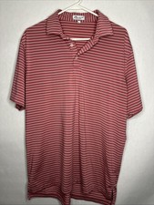 Peter Millar Summer Comfort Polo Men's L Coral Blue Stripe Golf Shirt