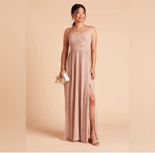 Birdy Grey GRACE CONVERTIBLE DRESS CHIFFON TAUPE SMALL NEW NWT BRIDESMAID SLIT