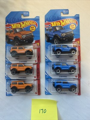Hot Wheels Lot Of 5 - 21 Ford Bronco Then And Now Orange Blue