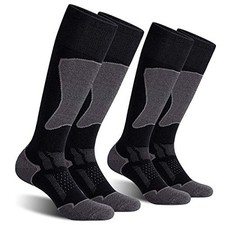 2/3/4 Pack Ski Socks for Men and Women Skiing, X-Large Black+grey (2 Pairs)