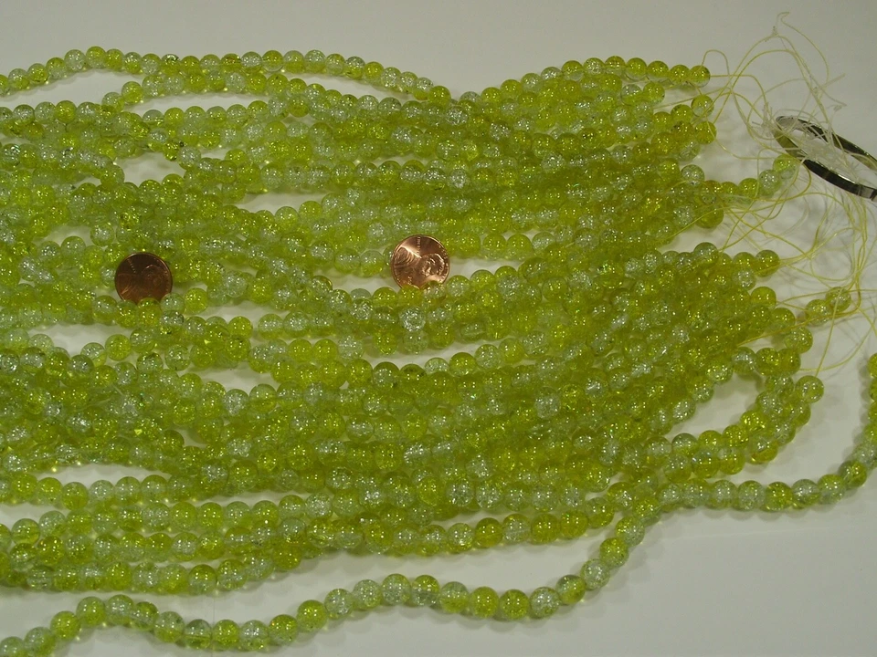 2 Pounds 8mm Round China One Tone Yellow Crackle Glass Beads Lot (PDS-72) ⭐ - Image 4 of 4