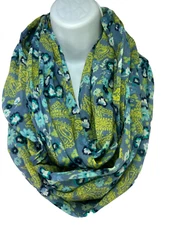 Sheer Infinity Womens Scarf Blues/Yellow/White About 20.5 Inches By 64 Inches
