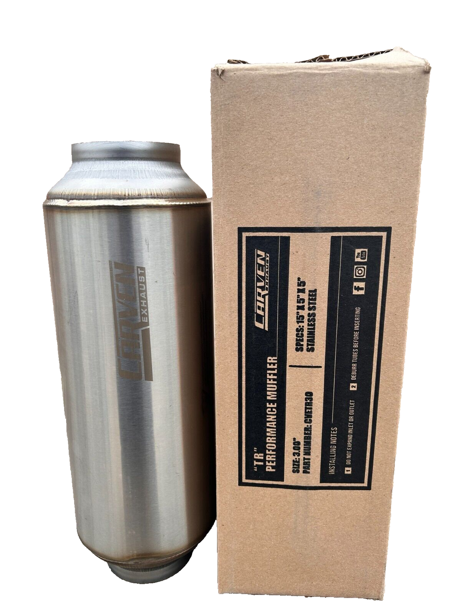 Carven TR-Series Performance Muffler - 3" Inlet, 15" Overall Length, 5" Diameter