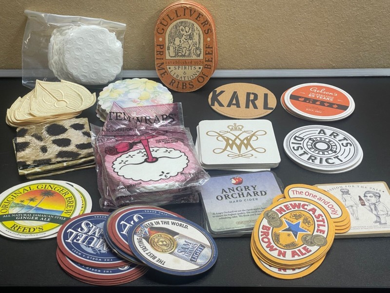 Beer Coasters and Wine Cover Coasters lot of 130 various brands and pieces see p