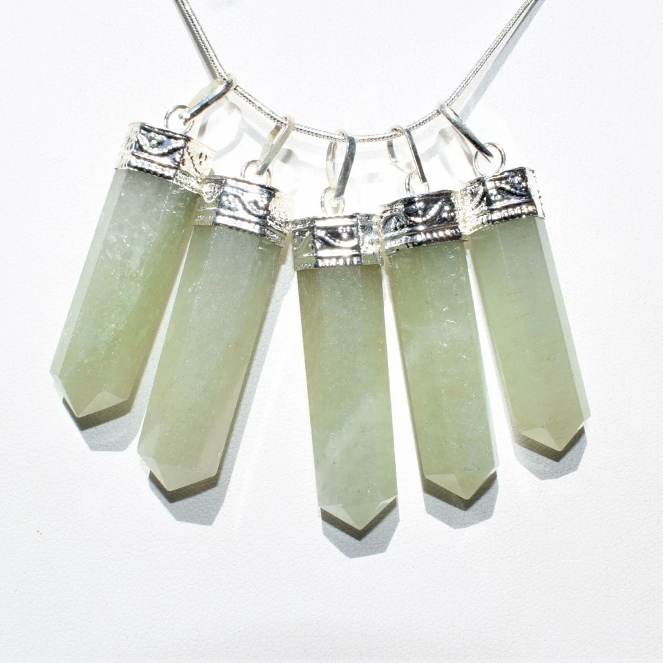 CHARGED Faceted Himalayan Green Aventurine Pendant + 20" Stainless Steel Chain - Image 3 of 4