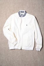 Vintage Polo by Ralph Lauren White Cotton Baseball Jacket Windbreaker Zip-Up M