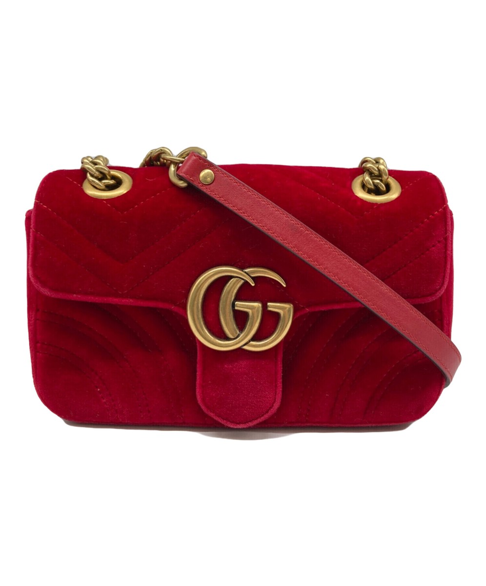 GUCCI GG Marmont velvet chain shoulder bag 446744 red | eBay