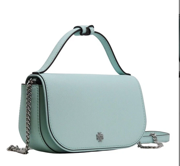 Tory Burch Emerson Top Handle Crossbody Soft Aqua Purse Handbag