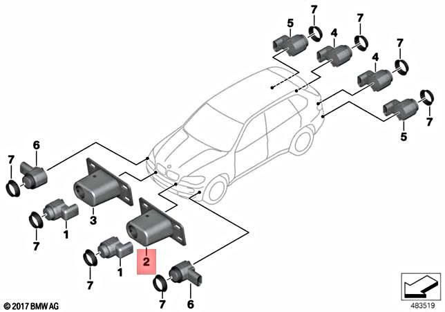 Genuine BMW X5 E70 X5 3.0d 3.0sd Support Pdc-Sensor Interior Left 