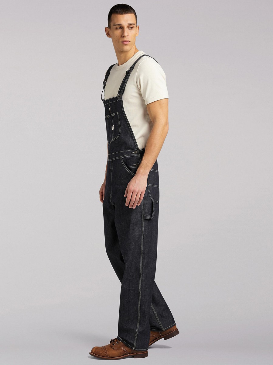 LEE 101 in Dry Raw Selvedge Hemp Japan Denim Men's Relaxed Fit Bib