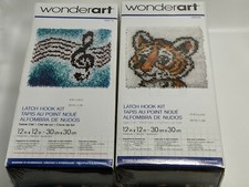 WONDERART 2 Beginner Latch Hook Kit 12"x12" NIB Tiger Pup Musical Note