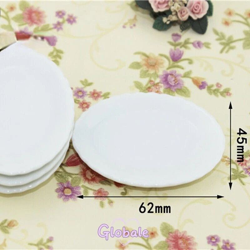 2 Stück Maßstab 1:6 Miniatur Puppenhaus Porzellan Große Teller Küchen Zubehör - Bild 3 von 4