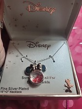 Disney Minnie Mouse Some Days Call For Extra Sparkle Silver Crystal Necklace