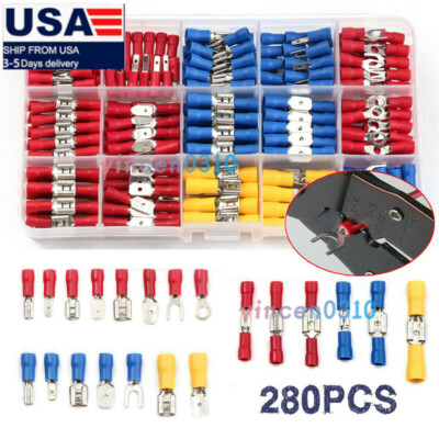 280PCS Assorted Crimp Spade Terminal Insulated Electrical Wire Connector Kit Set