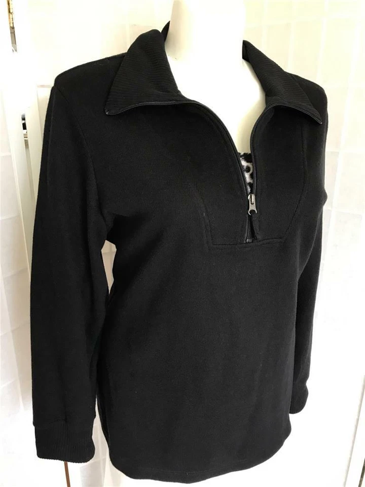 Women's Studio Works 3X Jet Black Cotton Blend Quarter Zip Soft Knit Pullover - Image 4 of 4