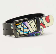 Ed Hardy Men's Skull in Love Print Black Belt With Rivet Studs Size 34