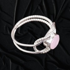 Natural Rose Chalcedony Gemstone 925 Sterling Silver Handmade Ring All Size Gift